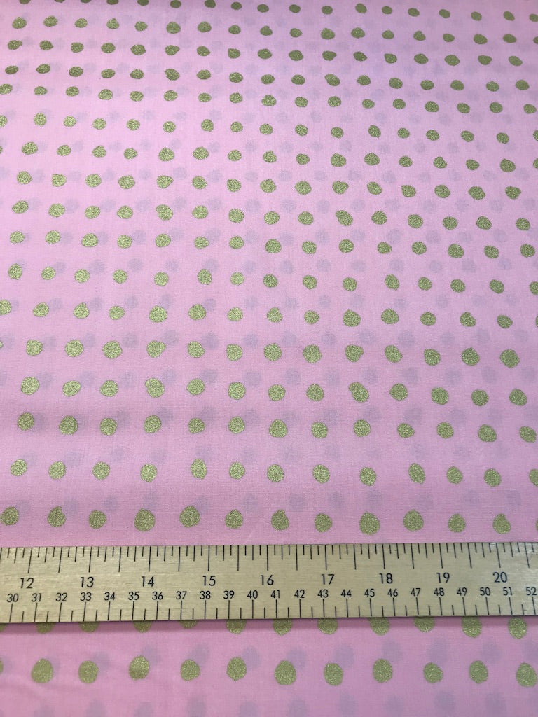 Haiku 2 - Metallic Gold Spots Poplin - Pink/Gold