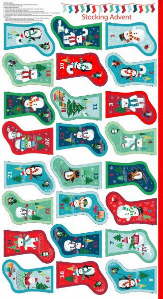 Advent Calendar mini stockings bunting - Frosty Xmas - panel