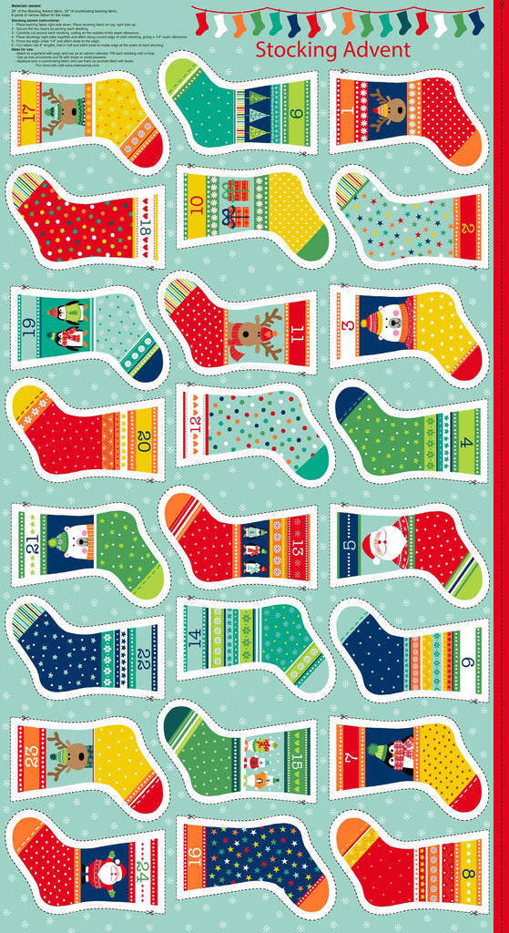 Advent Calendar mini stockings bunting - Novelty Xmas - panel