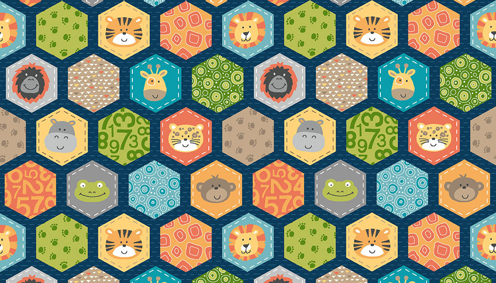 Jungle Hexagons - Blue