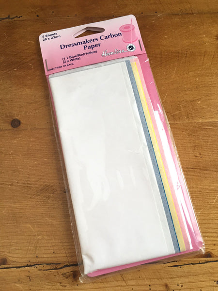Dressmakers Carbon Copy Paper Hemline Blue Red Yellow White Transfer Ref:  753, 5 Sheets 28 X 23cm and 70 X 24cm 