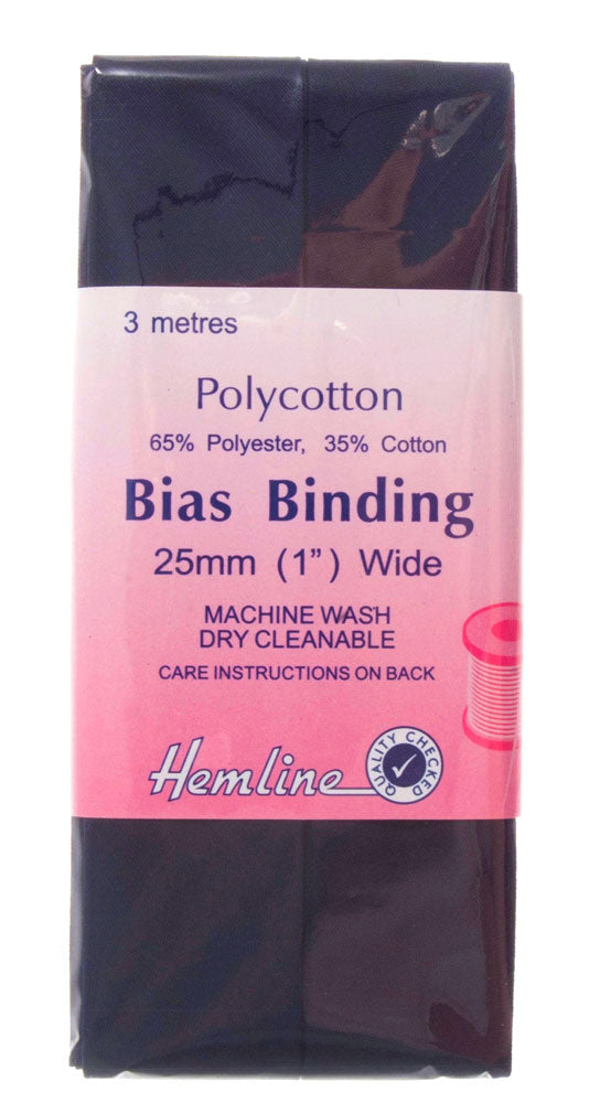 Bias Binding: Polycotton: 2.5m x 25mm: Navy - Craftyangel
