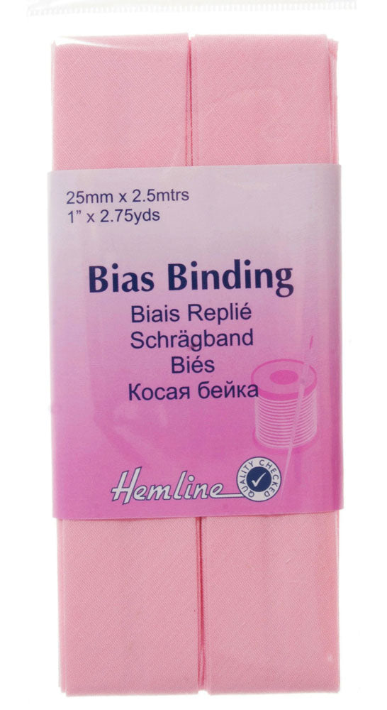 Bias Binding: Polycotton: 2.5m x 25mm: Baby Pink - Craftyangel