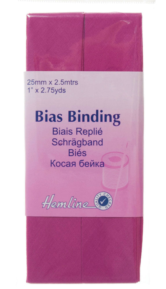 Bias Binding: Polycotton: 2.5m x 25mm: Cerise - Craftyangel