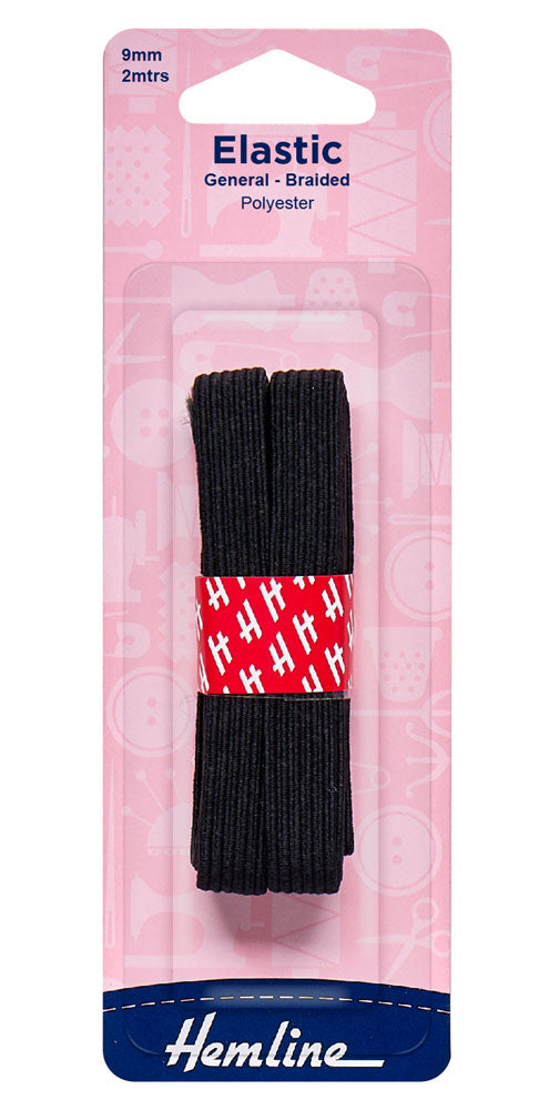 Elastic - General Braided - Black or White 9mm - Craftyangel