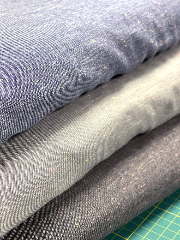 Robert Kaufman - Neon Neppy Chambray - blue