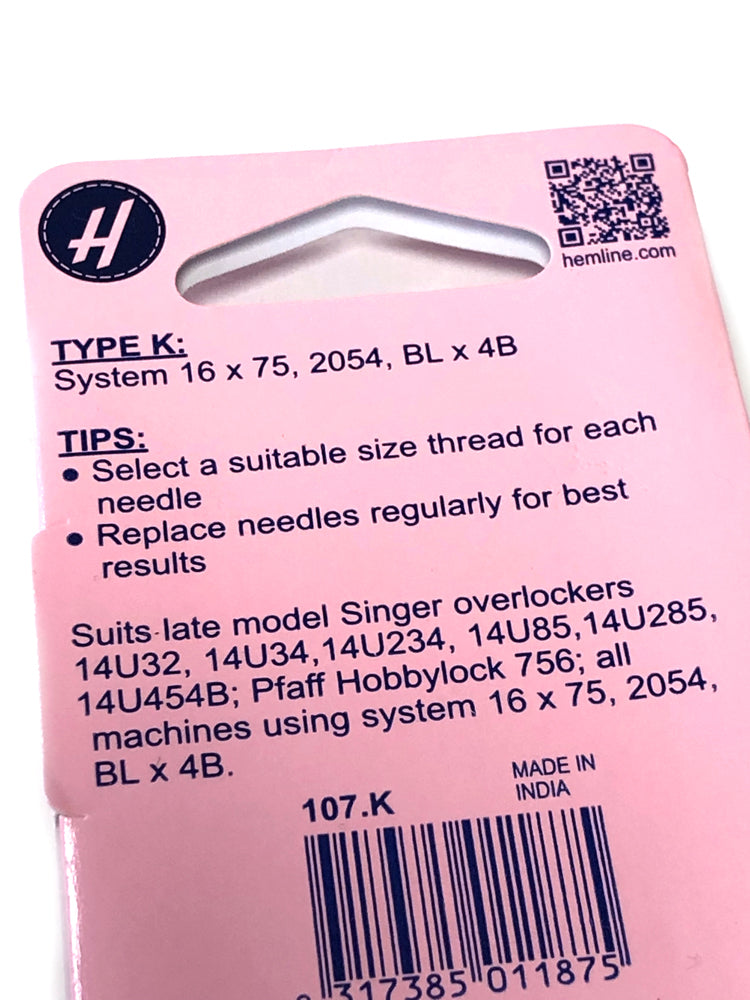 Overlocker/Serger Machine Needles - Type K: 80/12 - Craftyangel