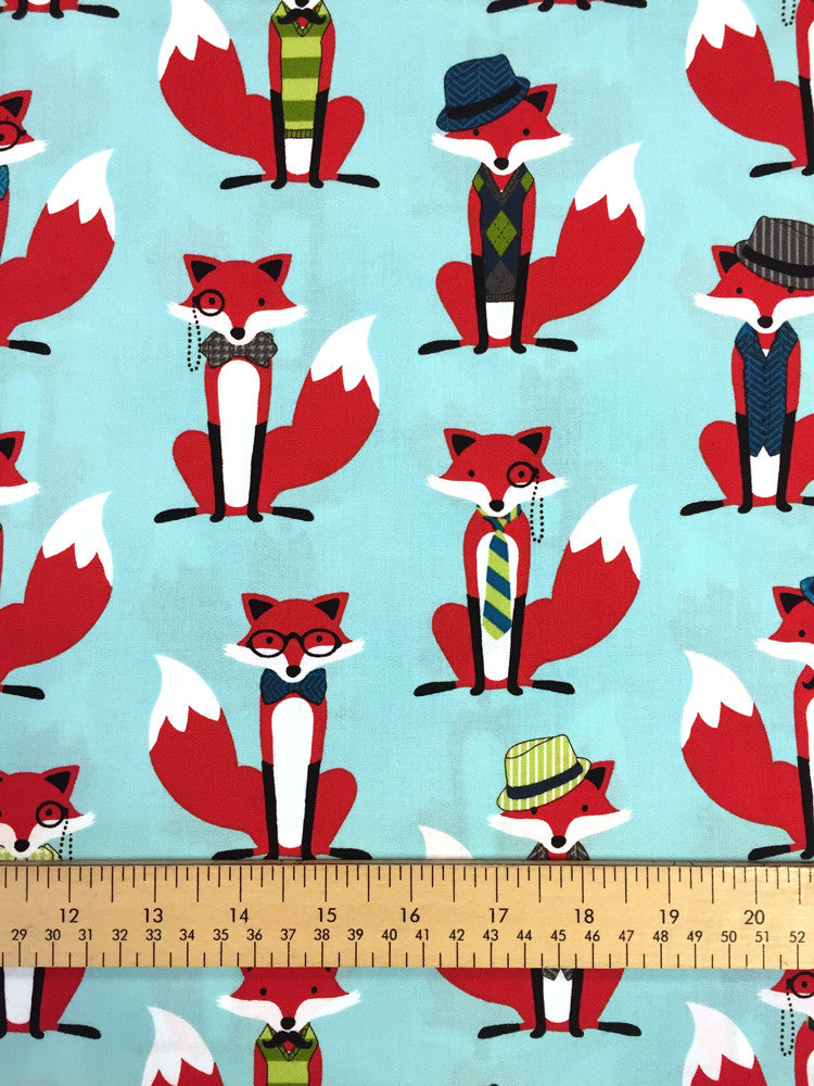 Fox and Houndstooth - Aqua