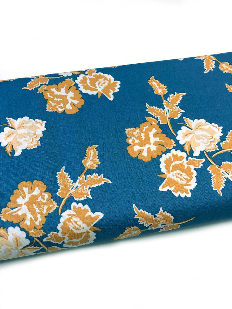 Nordic Garden Dream - Nyperoser - Blue/Mustard (floral) - Craftyangel