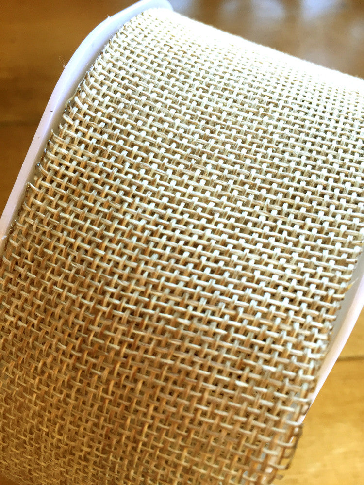 Faux burlap ribbon - 50mm wide - Natural - Craftyangel