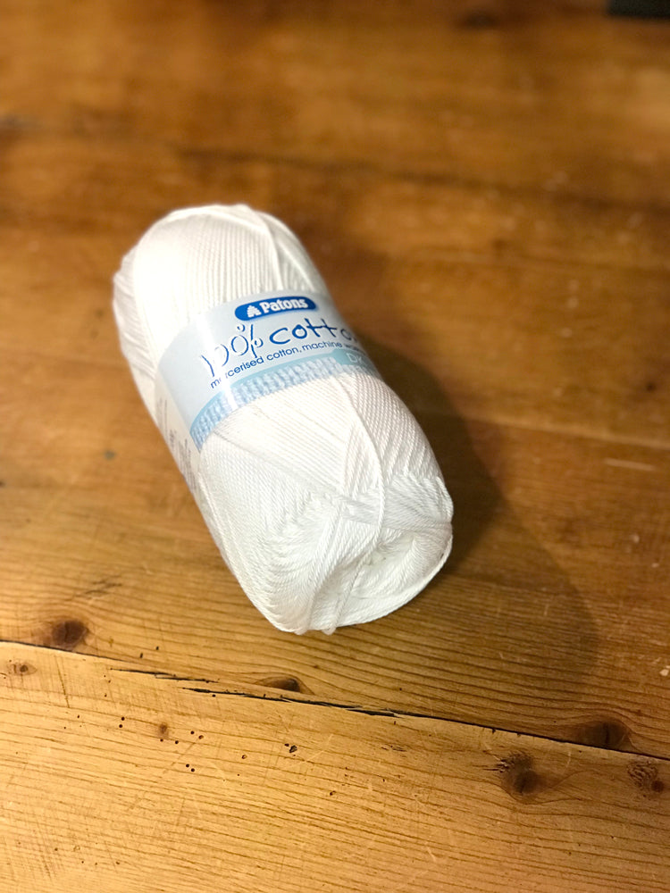 Patons 100% Cotton DK - White (2691) - Craftyangel
