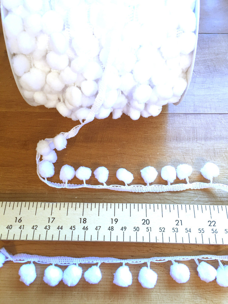 Pom Pom Trim - 15mm - White