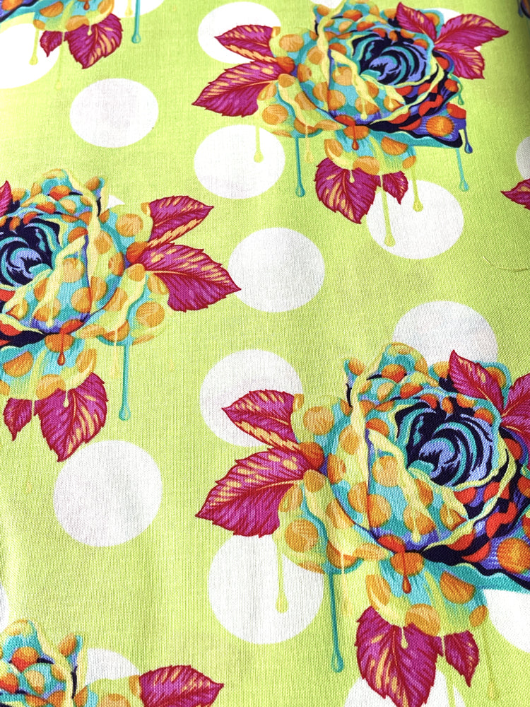 Curiouser and Curiouser  - Painted Drippy Roses - Sugar (green)