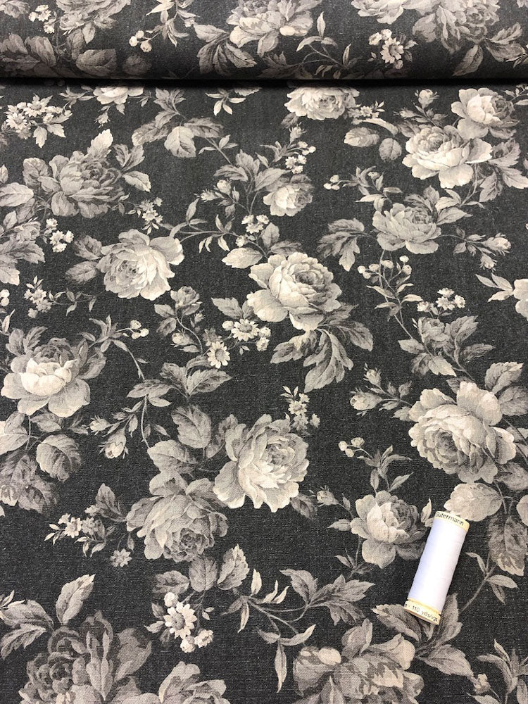 Linen - Floral Black - Craftyangel